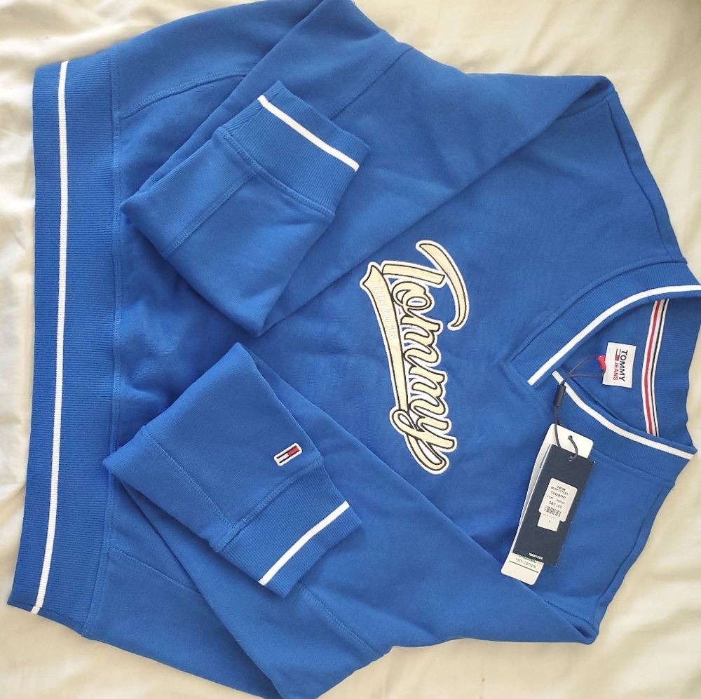 TOMMY HILFIGER VINTAGE TOMMY JEANS EMBROIDERED KNIT SWEATSHIRT,SIZE SMALl